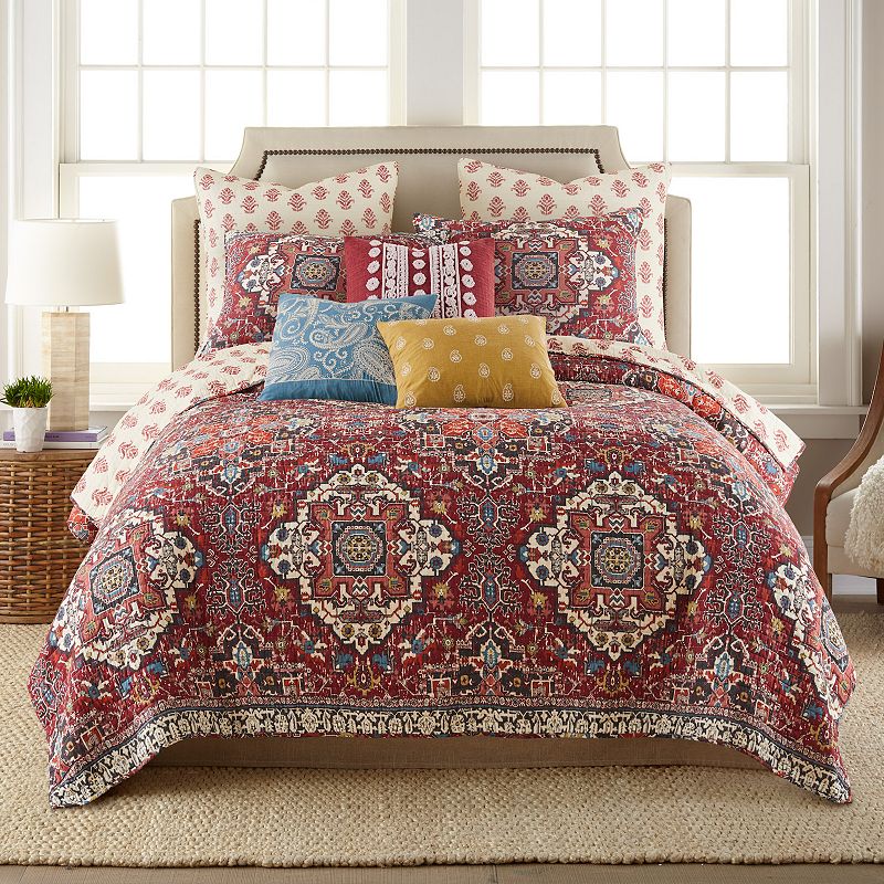 65037708 Levtex Home Khotan Red Quilt Set with Sham, King sku 65037708