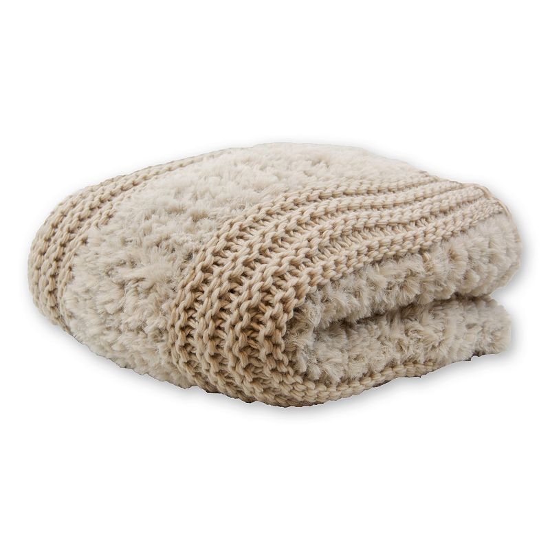 Donna Sharp Plush Knit Throw Blanket, Beig/Green