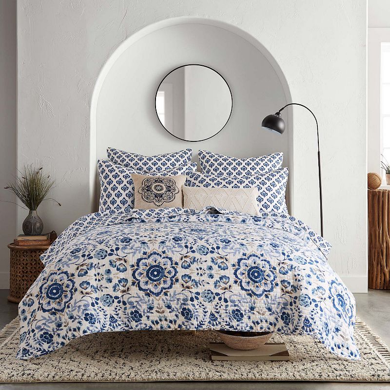 86807451 Levtex Home Lorrance Quilt Set with Shams, Blue, K sku 86807451