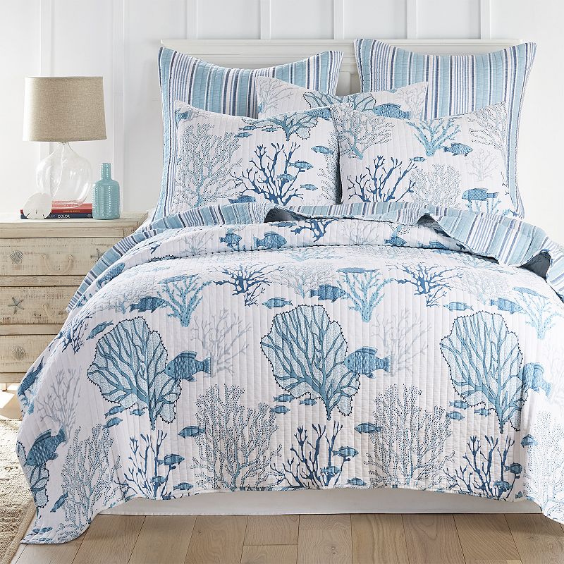 Levtex Home Lacey Sea Quilt Set with Shams, Blue, King