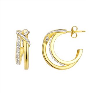 Chrystina Crystal Split Post C-Hoop Earrings