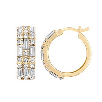 Chrystina Round & Baguette Crystal Hoop Earrings