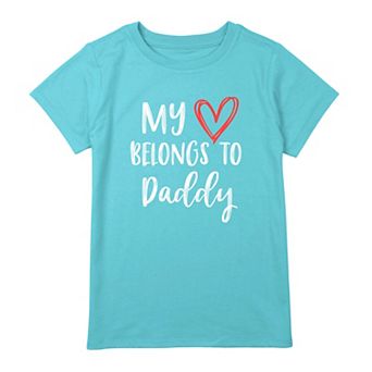 Girls 7-16 My Heart Belongs To Daddy Graphic Tee