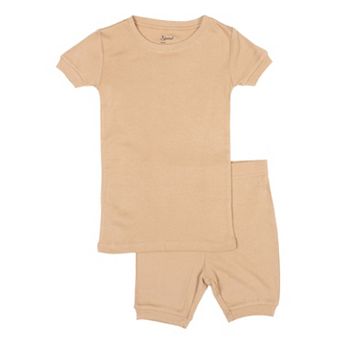 Leveret Toddler Two Piece Cotton Short Pajamas Neutral Solid Color