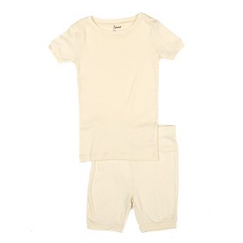 Leveret Toddler Two Piece Cotton Short Pajamas Neutral Solid Color