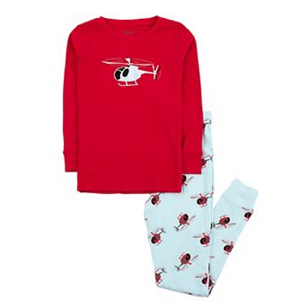 Leveret Baby Two Piece Cotton Pajamas Helicopter Red