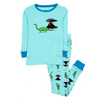 Leveret Baby Two Piece Cotton Pajamas Dinosaur Blue
