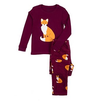 Leveret Kids Cotton Top and Fleece Pants Pajamas Fox