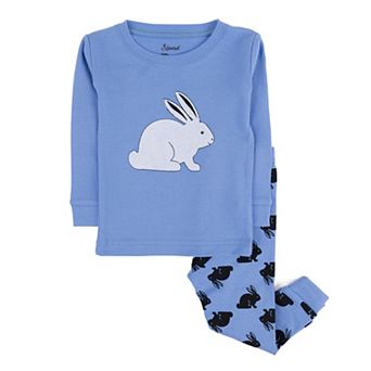 Leveret Little Kids Two Piece Cotton Pajamas Bunny Blue