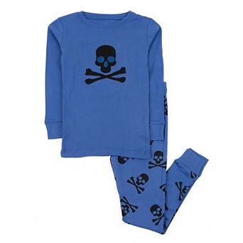 Leveret Baby Two Piece Cotton Pajamas Blue Skulls