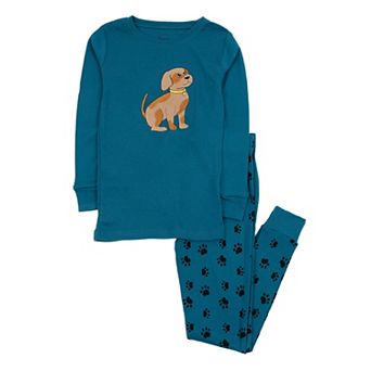 Leveret Baby Two Piece Cotton Pajamas Dog Paw Blue