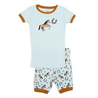 Leveret Little Kids Two Piece Cotton Short Pajamas Horse Boys