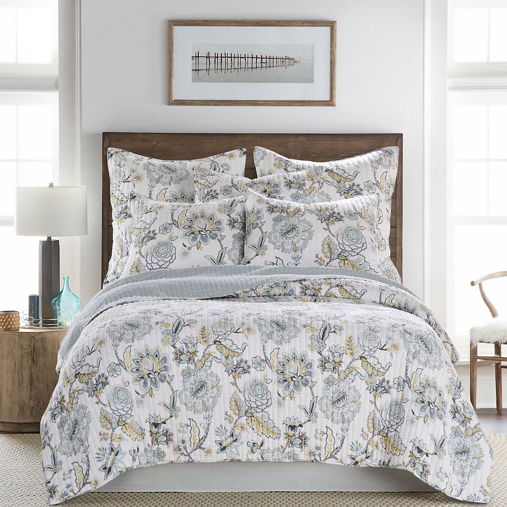 Levtex Home Set Trapunta Ophelia – Queen + 2 Federe – Floreale Grigio, Tortora E Crema – Reversibile
