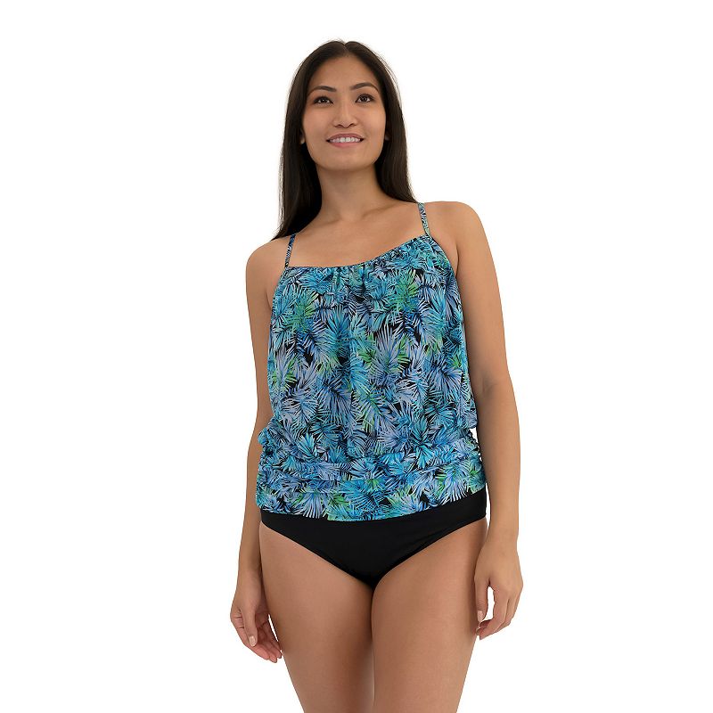 Womens A Shore Fit Beyond Eden Mesh Tummy Solutions Blouson Swim Top, Size