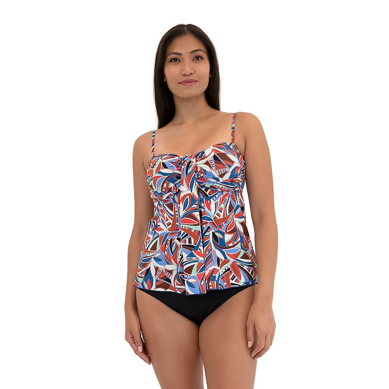 Womens A Shore Fit Wonderama Waterfall Swim Top, Size: 8, Drk Orange