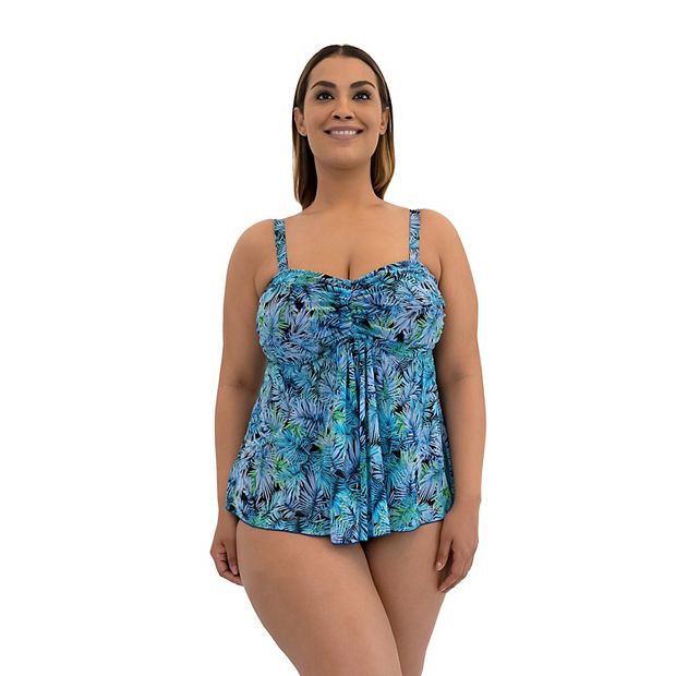 Women's A Shore Fit Beyond Eden Mesh Tummy Solutions Blouson Swim Top