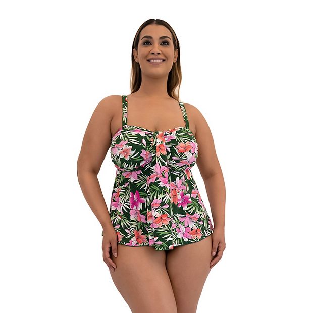 Women's A Shore Fit Lillies Tummy Solutions Waterfall Swim Top
