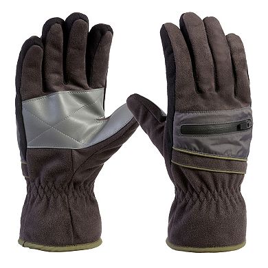 Men's isotoner Water Repellent Touchscreen Gloves with Zipper Pouch