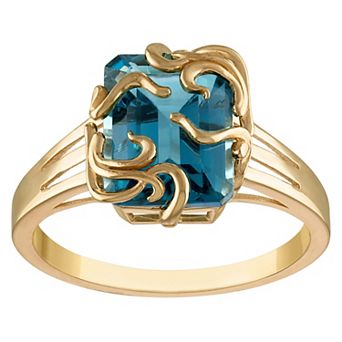 Tiara 10k Gold London Blue Topaz Medusa Ring