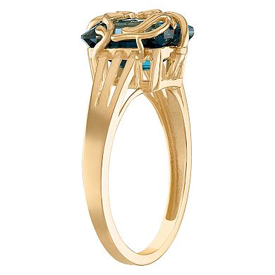 Tiara 10k Gold London Blue Topaz Medusa Ring