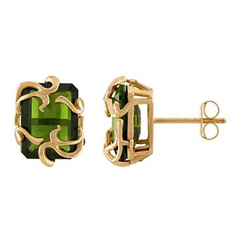 Tiara 10k Gold Chrome Diopside Medusa Stud Earrings