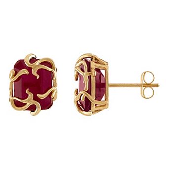 Tiara 10k Gold Ruby Medusa Earrings
