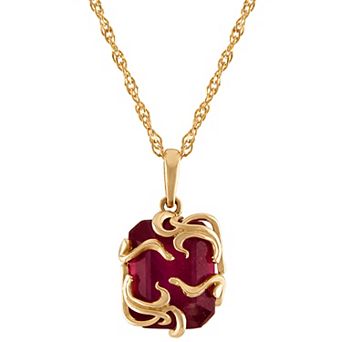 Tiara 10k Gold Ruby Medusa Pendant Necklace