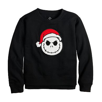 Disney's The Nightmare Before Christmas Jack Skellington Santa Hat Hi-Lo Chenille Graphic Sweatshirt