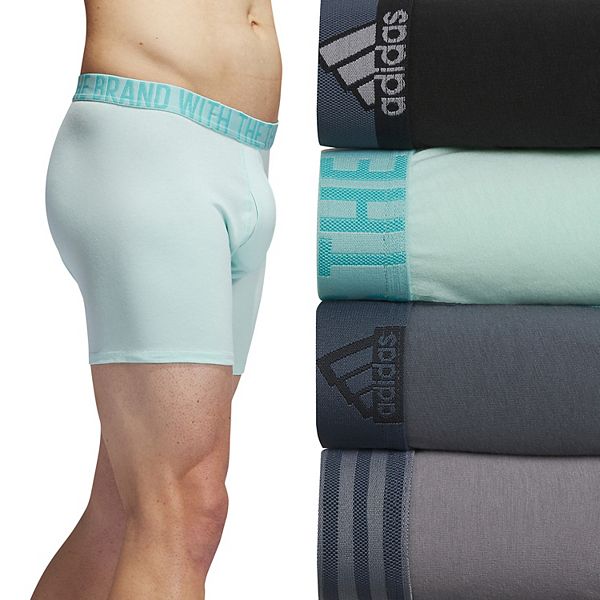 Men's adidas 4-Pack Stretch Cotton Boxer Briefs - Black Aqua Grey (XXL)