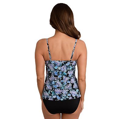 Women's A Shore Fit Tapestry Tummy Solutions 3-Tier Swim Top