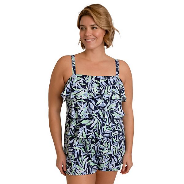Plus Size A Shore Fit Windermere Hip Solutions 3Tier Swim Romper