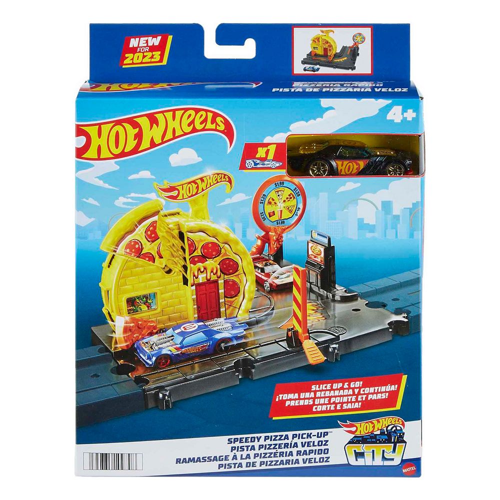 Mattel Hot Wheels Pizza Shop City Track Set With 1 Hot Wheels Car