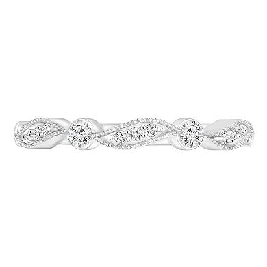 Diamaison 10k White Gold 1/6 Carat T.W. Diamond Band Ring