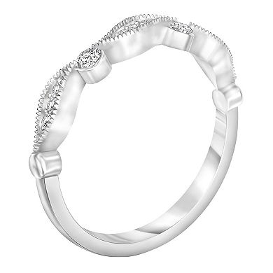 Diamaison 10k White Gold 1/6 Carat T.W. Diamond Band Ring