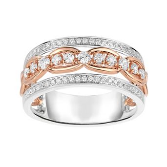 14k Two-Tone Rose & White Gold 3/8 Carat T.W. Diamond Band Ring