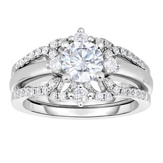 14k White Gold 1 Carat T.W. Diamond Bridal Ring Set