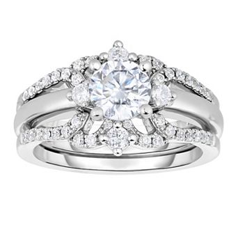 14k White Gold 1 Carat T.W. Diamond Bridal Ring Set