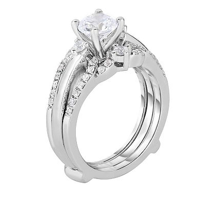 14k White Gold 1 Carat T.W. Diamond Bridal Ring Set
