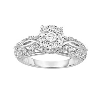 Diamaison 14k White Gold 3/4 Carat T.W. Diamond Engagement Ring Set