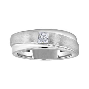 Diamaison Men's 14k White Gold 1/4 Carat T.W. Diamond Ring