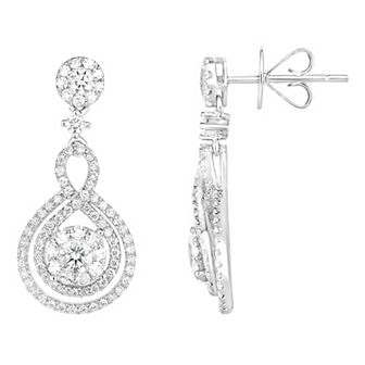 14k White Gold 1 1/4 Carat T.W. Diamond Drop Earrings