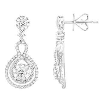 Diamaison 14k White Gold 1 1/4 Carat T.W. Diamond Drop Earrings