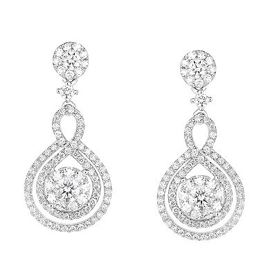 Diamaison 14k White Gold 1 1/4 Carat T.W. Diamond Drop Earrings