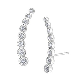 10k White Gold 3/8 Carat T.W. Diamond Journey Stud Earrings