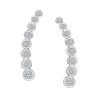 Diamaison 10k White Gold 3/8 Carat T.W. Diamond Journey Stud Earrings