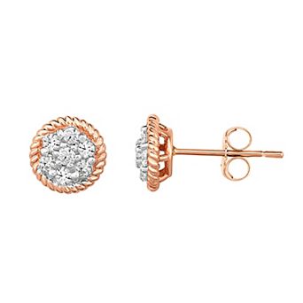 10k Rose Gold 3/8 Carat T.W. Diamond Circle Stud Earrings