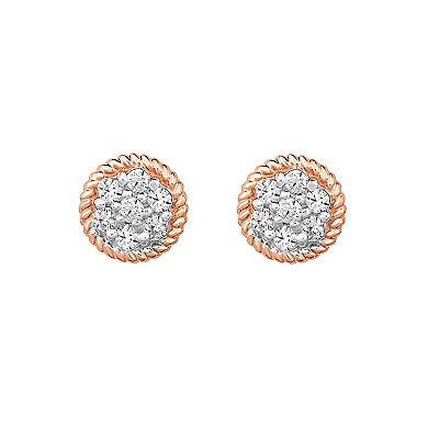 Diamaison 10k Rose Gold 3/8 Carat T.W. Diamond Circle Stud Earrings
