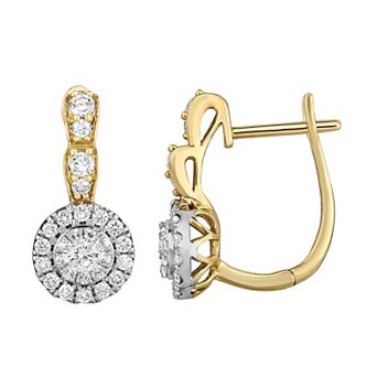 Two Tone 14k Gold 5/8 Carat T.W. Diamond Earrings