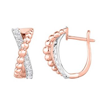 Two Tone 10k Gold 1/2 Carat T.W. Diamond Crossover Earrings