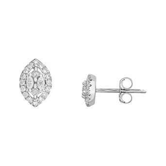 Diamaison 14k White Gold 1/2 Carat T.W. Diamond Marquise Stud Earrings
